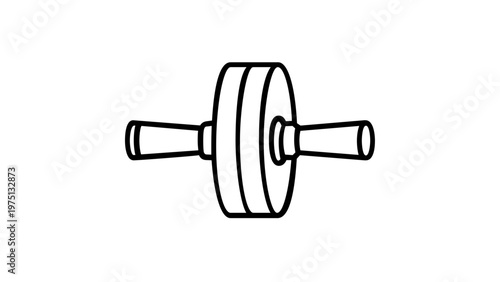 Ab Roller Vector Icon Illustration for Fitness and Core Workout. Minimalist Line Art Design of Abdominal Wheel Exercise Equipment for Gym, Health, Bodybuilding, and Strength Training Projects.