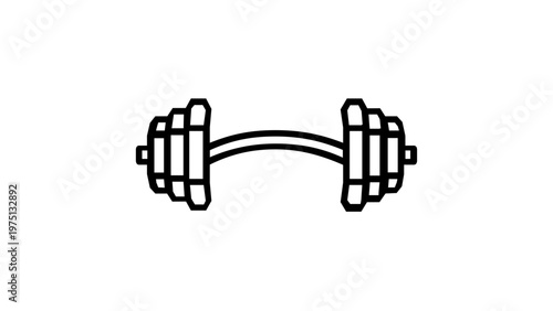 Minimalist Vector Line Icon Illustration of a Curved EZ Barbell with Weights for Fitness, Bodybuilding, and Strength Training, Scalable Flat Design for Gym Apps and Workout Graphics