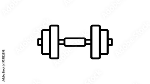 Minimalist black and white line art vector icon illustration of a dumbbell or ankle weight for fitness, bodybuilding, gym workouts, and strength training, scalable flat design for web and apps.