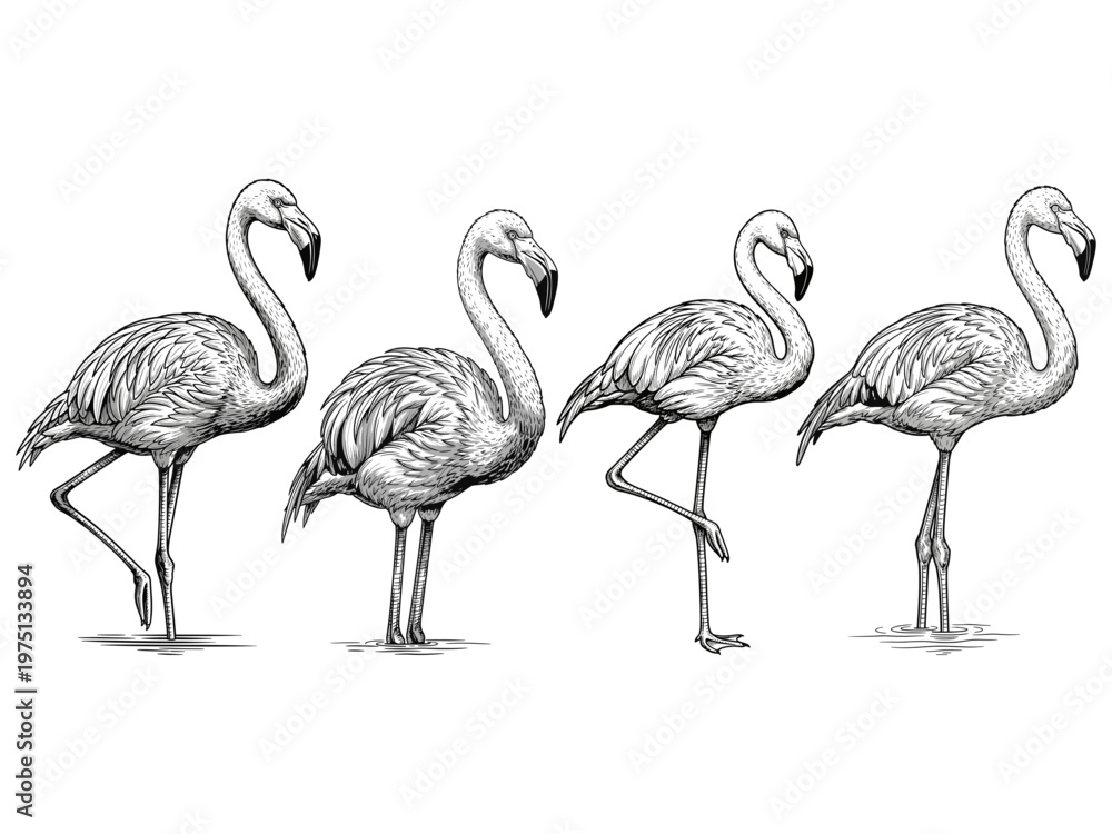 Fototapeta premium Flamingo image details vector