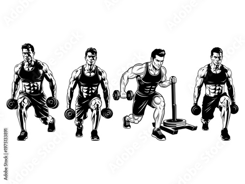 Fitness athlete doing movements vector