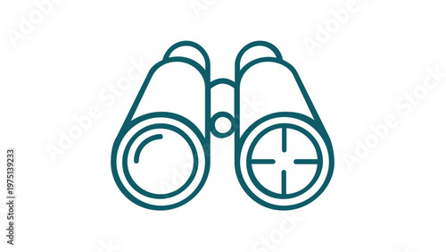 Binoculars line icon vector illustration for camping, outdoor adventure, bird watching, and scouting. Minimalist flat design scalable graphic for travel, exploration, and discovery equipment tool.