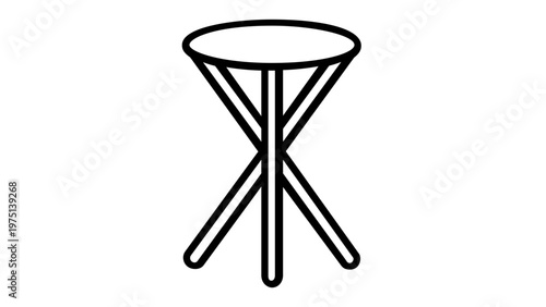 Minimalist camping stool line icon vector illustration. Simple black and white folding chair for outdoor activities, hiking, and travel. Scalable flat design for web and mobile applications.