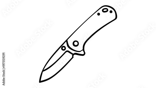Minimalist Vector Icon Illustration of a Folding Pocket Knife for Camping and Outdoor Survival, Scalable Flat Line Art Design for Adventure Gear, AI-Generated Graphic Element on White Background