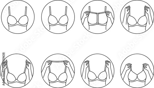Bra Fitting and Adjustment Icons illustration vector