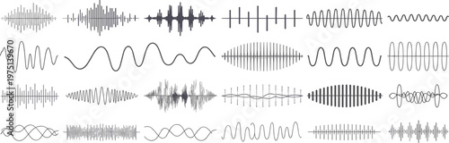 Collection of diverse sound wave patterns and signals 
