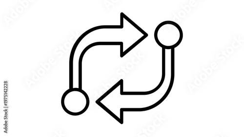 Decentralized network vector icon illustration for crypto fintech, featuring a minimalist line art design of a swap exchange cycle with curved arrows and nodes for digital finance applications.