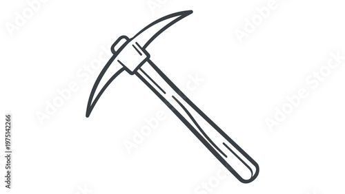 Minimalist vector icon illustration of a pickaxe, symbolizing cryptocurrency mining, blockchain technology, and digital asset extraction in a clean line art style for fintech and crypto software.