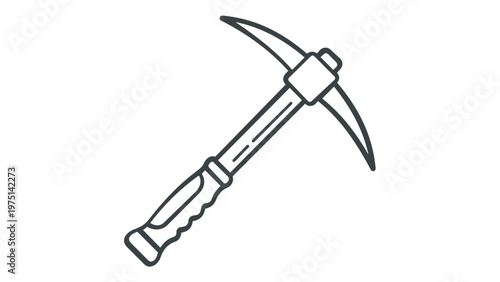 Minimalist vector icon illustration of a pickaxe, symbolizing cryptocurrency mining, blockchain technology, and digital asset extraction for fintech, finance, and software applications.