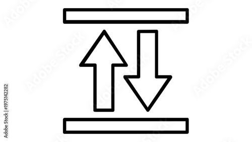 Minimalist decentralized network line icon vector illustration for crypto fintech, featuring bidirectional arrows for data exchange, blockchain transactions, and digital asset transfers.