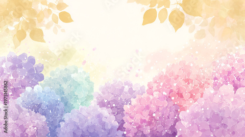 Wallpaper Mural watercolor botanical hydrangea flowers texture template background.Elegant wedding invitation card background . Minimal hand painted Design for wedding or Valentine's Day
 Torontodigital.ca