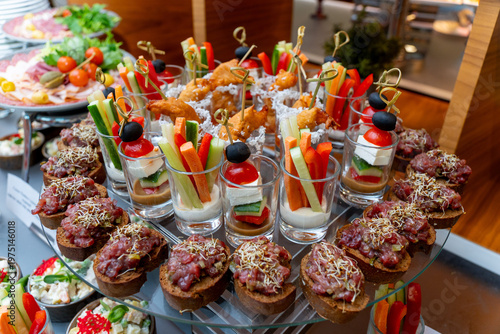 Wallpaper Mural Elegant catering buffet with beef tartare canapes Torontodigital.ca