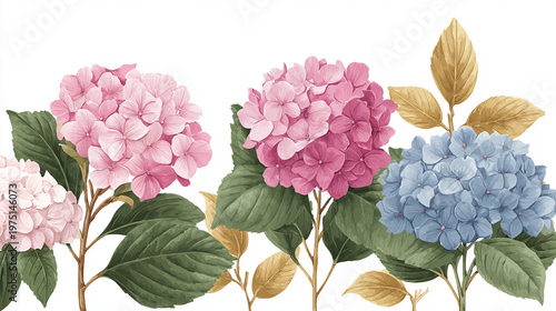 Wallpaper Mural watercolor botanical hydrangea flowers texture template background.Elegant wedding invitation card background . Minimal hand painted Design for wedding or Valentine's Day
 Torontodigital.ca