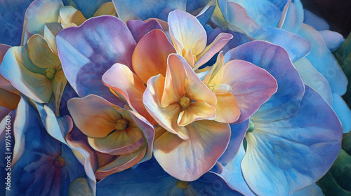 Wallpaper Mural watercolor botanical hydrangea flowers texture template background.Elegant wedding invitation card background . Minimal hand painted Design for wedding or Valentine's Day
 Torontodigital.ca