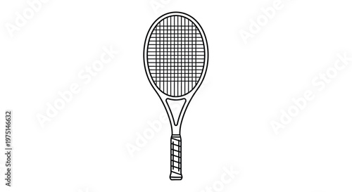 Black and white illustration of a tennis racket simple and clean silhouette