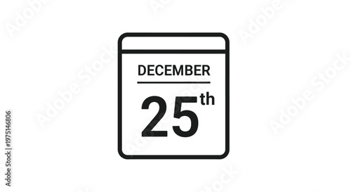December twenty fifth calendar date displayed as a bold black silhouette