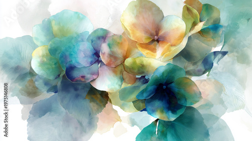 Wallpaper Mural watercolor botanical hydrangea flowers texture template background.Elegant wedding invitation card background . Minimal hand painted Design for wedding or Valentine's Day
 Torontodigital.ca