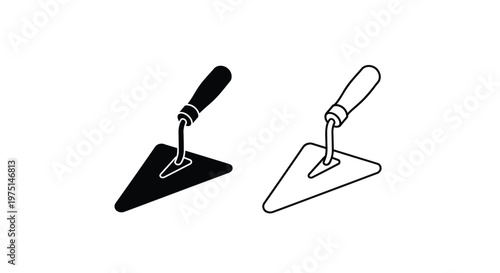 Two trowels displayed one solid and one outlined a striking silhouette