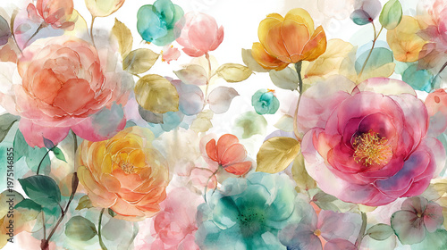 Wallpaper Mural watercolor botanical hydrangea flowers texture template background.Elegant wedding invitation card background . Minimal hand painted Design for wedding or Valentine's Day
 Torontodigital.ca