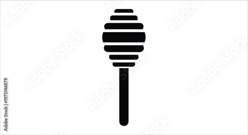 Simple graphic of a honey dipper with a bold black silhouette