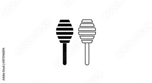 Two honey dippers one solid and one outline depicted as a silhouette