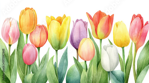 Wallpaper Mural watercolor botanical Tulip flower flowers texture template background.Elegant wedding invitation card background . Minimal hand painted Design for wedding or Valentine's Day Torontodigital.ca