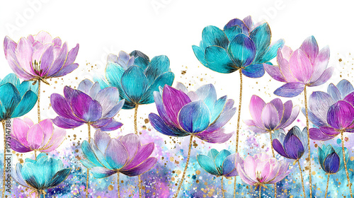 Wallpaper Mural watercolor botanical Tulip flower flowers texture template background.Elegant wedding invitation card background . Minimal hand painted Design for wedding or Valentine's Day Torontodigital.ca