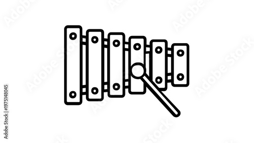 Minimalist Xylophone Vector Icon Illustration, Percussion Musical Instrument with Mallet, Flat Line Art Design for Music Education, Apps, and Creative Projects, Scalable AI-Generated Graphic.