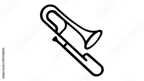 Minimalist Trombone Vector Icon Illustration, Flat Line Art Design of a Brass Musical Instrument for Jazz and Classical Music, Scalable AI-Generated Graphic for Web and Print Media Projects