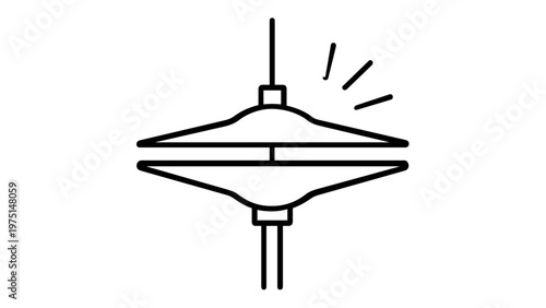 Hi-hat cymbal line icon vector illustration, minimalist black and white drum kit percussion instrument symbol for music production and band equipment design, scalable flat graphic resource.