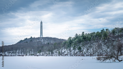 High Point Memorial Monument on a cold winter's day