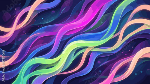 Vibrant abstract background with flowing, colorful, translucent waves and ribbons. A dynamic and fluid design, perfect for websites, presentations, and modern creative projects.