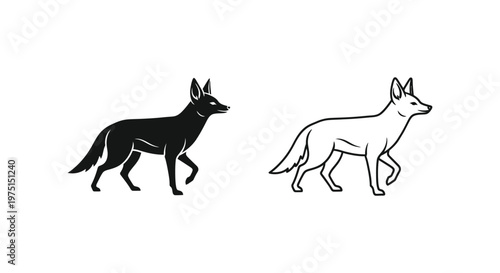 Black and Tan Fox Silhouettes Design Guide Vector