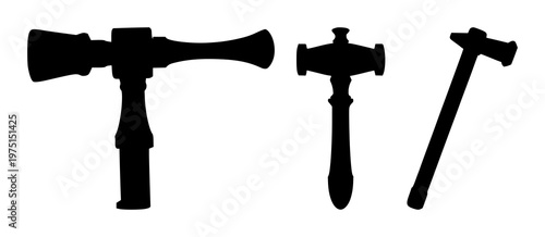 Gavel set with minimalistic black silhouette design featuring justice, law, judgment with authority and power