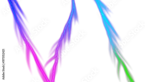 Electric Neon Lightning Strikes – Transparent Background