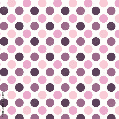Soft purple polka dot pattern with gradient shades on light background. Elegant seamless design ideal for feminine themes, textiles and modern decor.