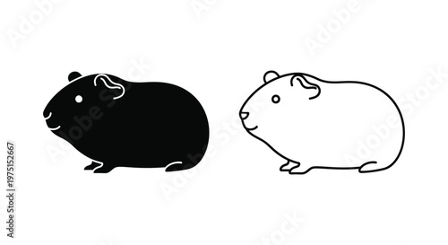 Cute Guinea Pig Silhouette Comparison Design Vector