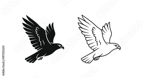 Symbolic Flying Birds: Peace Dove & Power Raven Vector Designs Vector
