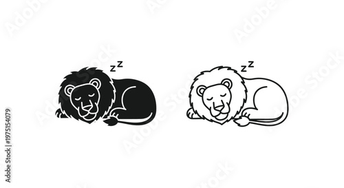 Sleeping Lions: Relaxation & Serenity Symbols Vector