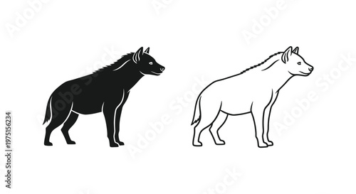 Hyena Species Comparison: Black vs Spotted Hyenas Vector