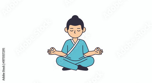 Cartoon man in meditation pose.