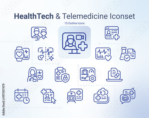 HealthTech & Telemedicine Icons Set