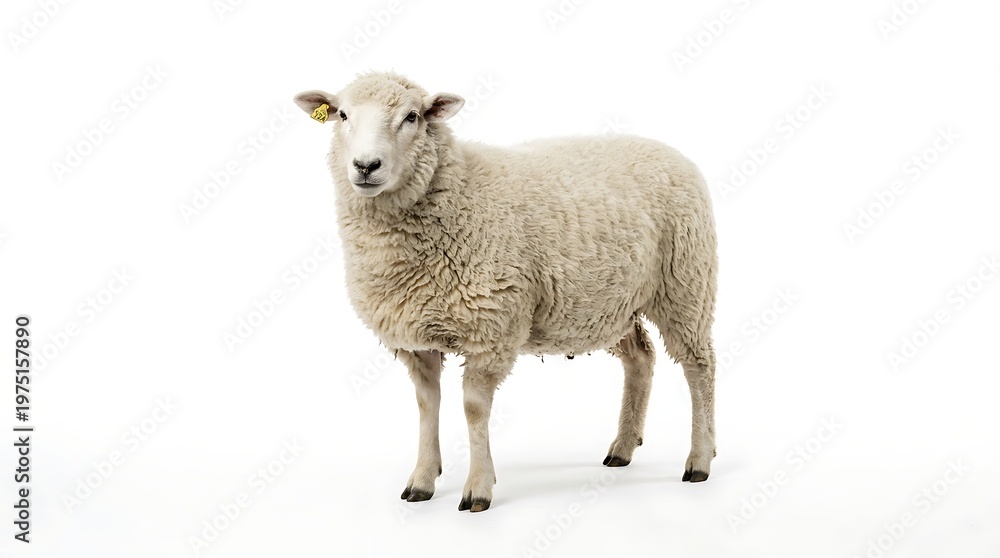Fototapeta premium Isolated sheep on white background for design and commercial projects
