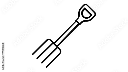 Minimalist Garden Fork Vector Icon Illustration - Scalable Flat Line Art Pitchfork Tool for Gardening, Agriculture, and Farming Design Projects, AI-Generated Professional Graphic Resource