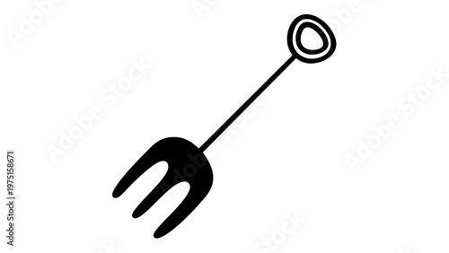 Minimalist Black and White Garden Fork Vector Icon Illustration, Flat Design Pitchfork Symbol for Gardening, Agriculture, and Soil Preparation, Scalable AI-Generated Graphic Design Element.