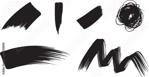 Isolated vector icon set of black and white mascara brushes and cosmetic tools for makeup beauty and art illustration