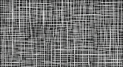 Abstract geometric seamless pattern featuring black and white square tiles in a mosaic grid design for a modern wall art backdrop