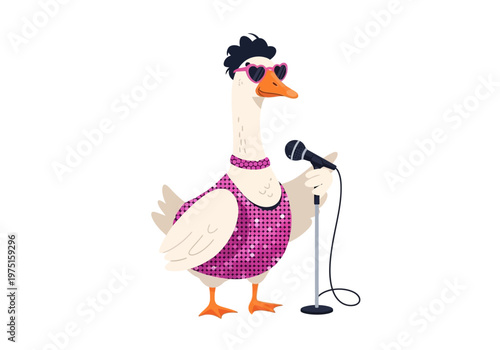 Funny Duck Wearing Sunglasses Microphone.