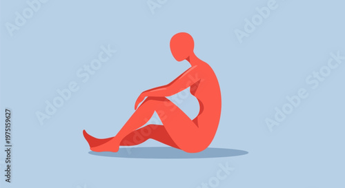 Human Figure Sitting Alone.