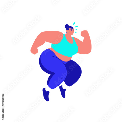 Woman Flexing Muscles in Exercise.